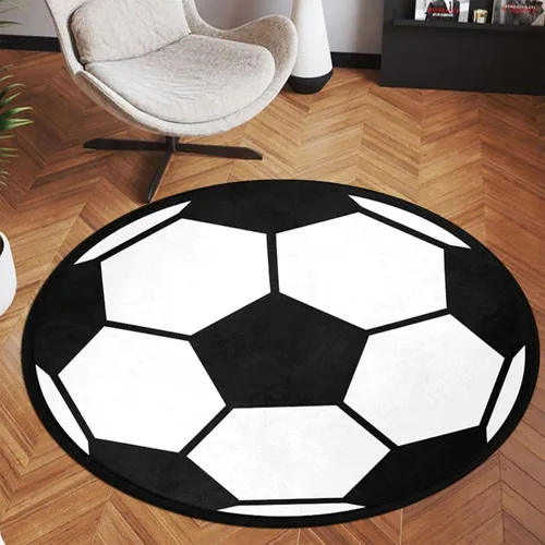 Vista 5 de Alfombra redonda de fútbol para dormitorio, 3 pies