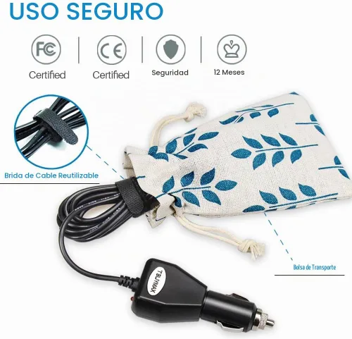 Vista 3 de Adaptador de encendedor de vehículo de automóvil de 12 voltios para extractor de leche Spectra S1, S2 - Adaptador de corriente de repuesto