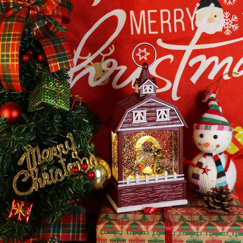 Vista 6 de Christmas Music Snow Globe Lantern with 6 Hour Timer, USB Powered Battery Operated Lighted Water Singing Snow Globe Holiday Women Children