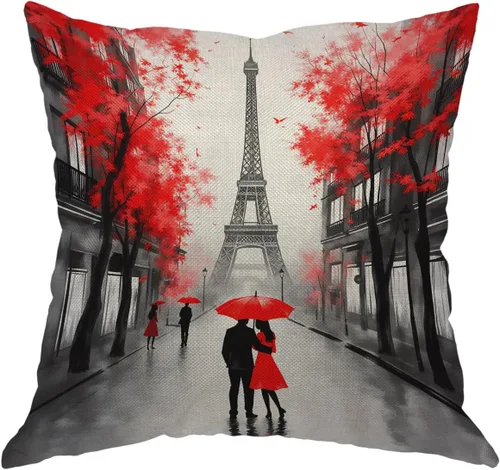 Vista 17 de Moslion Fundas de almohada de hojas de arce, funda de almohada de otoño con hojas de arce, 18 x 18 pulgadas, lona de algodón y lino, funda