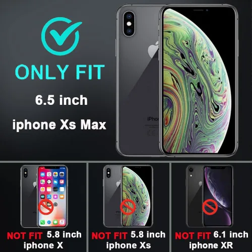 Vista 2 de Funda para iPhone Xs Max con 2 protectores de pantalla de vidrio templado, grado militar 3 en 1, resistente a prueba de golpes, caídas y polvo