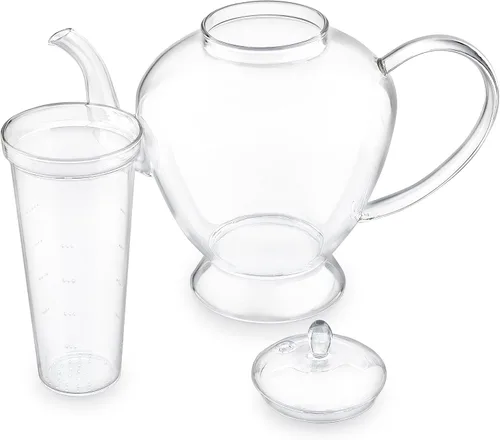 Vista 7 de Teabloom Grand Bouquet - Tetera de vidrio con infusor de vidrio Microdot, elegante tetera de borosilicato de 50 onzas para tés de hojas enteras