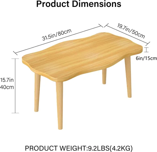 Vista 3 de Funecy Mesa de Café con Galletas Mesa Baja con 4 Patas Sólidas de Madera, Mesa de Piso para Sentarse en el Piso, Almacenamiento y Muebles para Sala