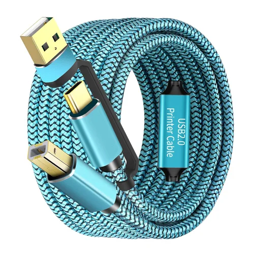 Vista 8 de Cables de impresora USB C/A de 10 pies, cable de impresora USB C/A a USB de nailon trenzado [nunca se rompe] de alta velocidad [Plug and Play]