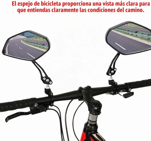 Vista 3 de Espejos de bicicleta para manillar, 2 piezas de seguridad HD espejo retrovisor para manillar, espejos ajustables para bicicleta, espejo retrovisor