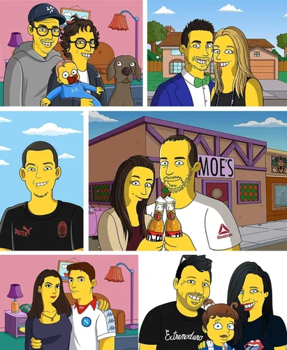Vista 8 de Retrato personalizado estilo Los Simpsons de dibujo animado a partir de tu foto – Medio cuerpo – Prueba en 24 horas – Póster impreso o lienzo
