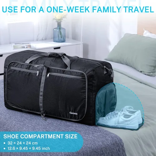 Vista 6 de Gonex Bolsa de viaje plegable 150L Negro y Rojo