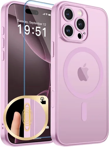 Vista 126 de zapica Funda magnética para iPhone Air, con protector de pantalla de vidrio templado, compatible con MagSafe, translúcida mate, a prueba de golpes