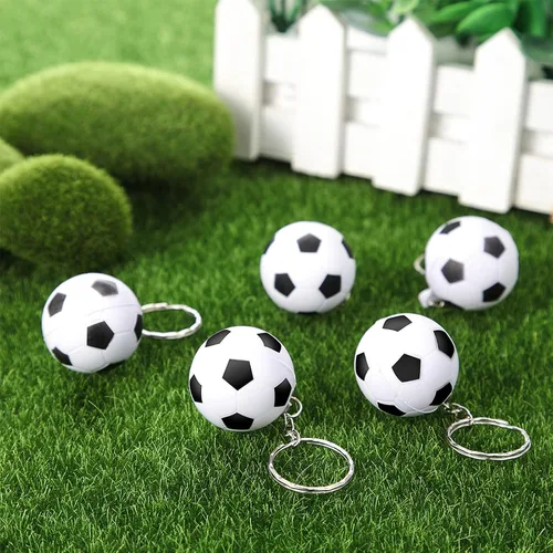 Vista 6 de Blulu Paquete de 30 llaveros de fútbol, pelota de estrés de rugby, pelota deportiva, para niños, escuela, carnaval, recompensa, bolsas de fiesta
