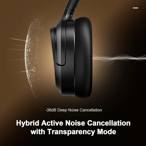 Vista 3 de Calmbee Auriculares Bluetooth, híbridos con cancelación activa de ruido, auriculares inalámbricos sobre la oreja con micrófono, hasta 140 horas