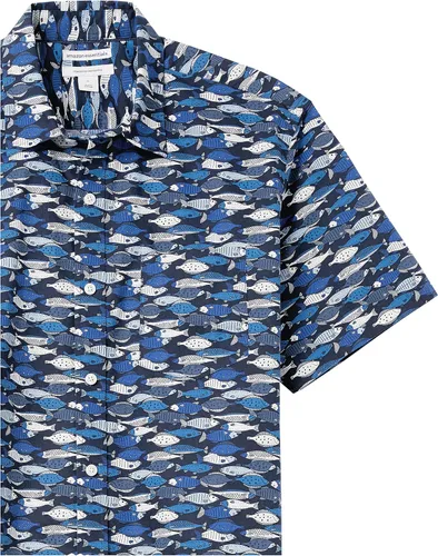 Vista 8 de Tienda Essentials - Camisa para hombre, manga corta, de ajuste regular, estampada