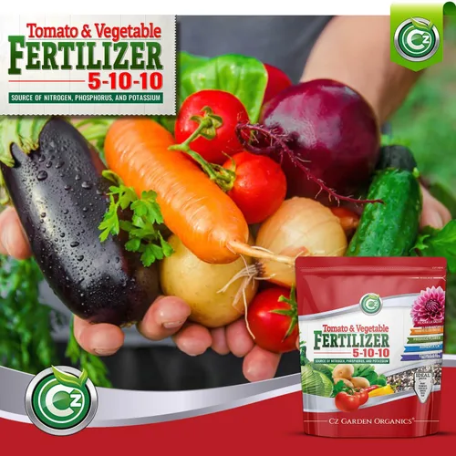 Vista 4 de 5-10-10 Fertilizante de tomate y vegetales, fabricado en Estados Unidos, NPK + alimento vegetal de micronutrientes para jardines de flores, promueve