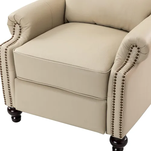 Vista 7 de HULALA HOME - Silla reclinable de piel auténtica, color beige