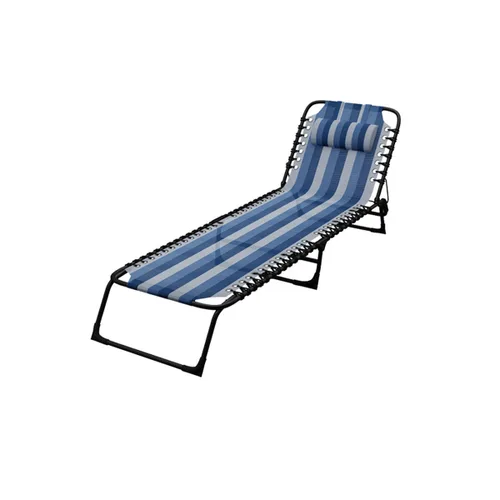 Vista 2 de Marbueno Tumbona Plegable Acero Con Cojin Jardin y Piscina 190X58X27 cm Rayas Azules 10171