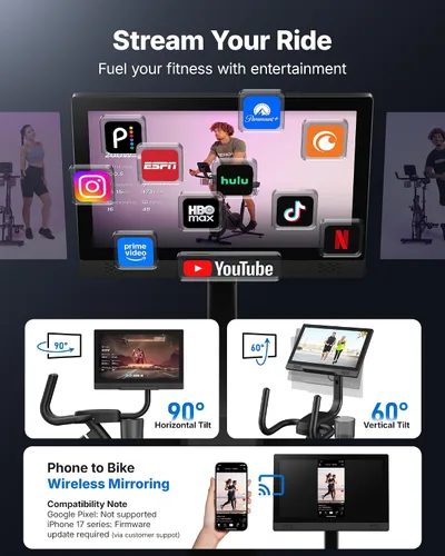 Vista 4 de MERACH Bicicleta Reclinable Estática para el Hogar con Bluetooth Inteligente y Aplicación Exclusiva para Bicicletas de Ejercicio, LCD, Manillar