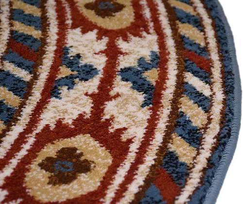 Vista 5 de Nevita Collection Southwestern Native American Design Area Alfombra geométrica (azul, 5'3" redondo)