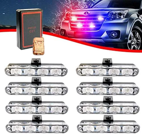 Vista 2 de 16 luces LED de policía estroboscópicas para automóvil, luces reflectivas para tablero de vehículo de emergencia de 12 V