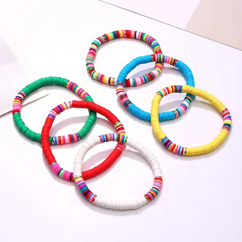 Vista 79 de Surfer Heishi - Pulseras apilables para mujer, apilables, de vinilo arcoíris, disco de arcilla, pulseras elásticas para la amistad, joyería bohemia