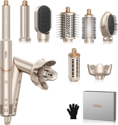 Vista 10 de UKLISS - Estilizador de cabello de aire caliente 6 en 1 con secador de pelo de alta velocidad de 110,000 rpm, cepillo de secado automático redondo