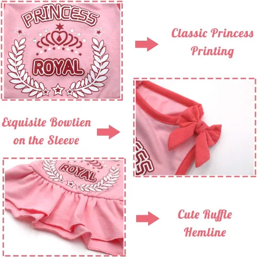 Vista 3 de KYEESE Vestidos para perro, corbata de moño rosa, ropa para mascotas, chaleco Yorkshire, camisa, vestido de verano para perro, princesa, XS