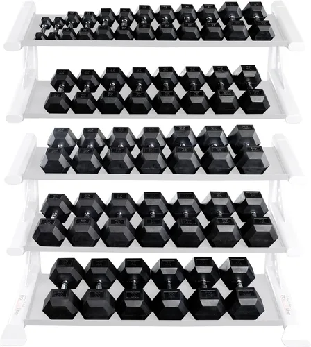 Vista 3 de Mancuernas hexagonales con revestimiento de hule 3 – 100 libras