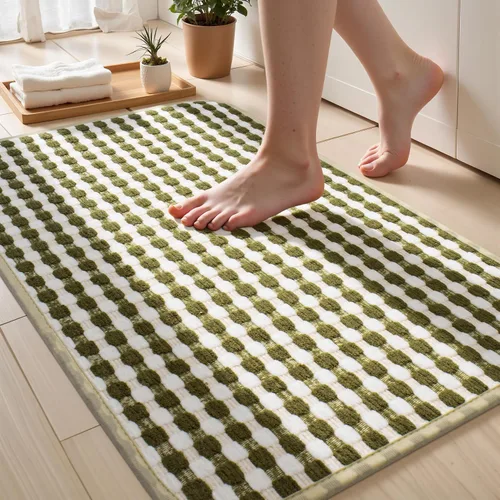Vista 33 de Tapetes de baño antideslizantes delgados para debajo de la puerta, tapetes de baño de secado rápido absorbentes con respaldo de goma trenzado
