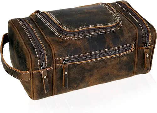 Vista 11 de VC VINTAGE COUTURE Neceser de cuero para hombre, extra grande, neceser de cuero para hombre, para viajes, kit de cuero real para hombre, bolsa