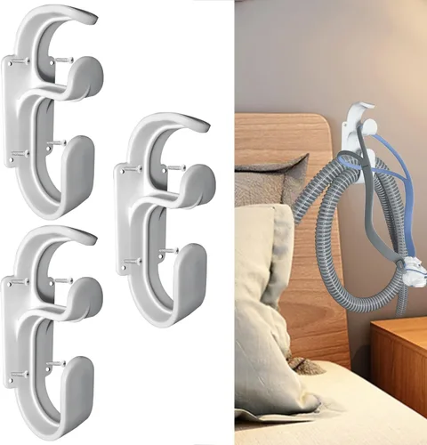 Vista 8 de Percha de manguera CPAP con función antidesenganche, gancho para máscara y soporte de tubo, organizador de suministros, evita enredos de manguera