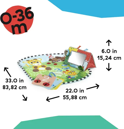 Vista 6 de Baby Einstein Discovery Garden - Alfombrilla y espejo para el tiempo boca abajo, de 0 a 6 meses, multisensorial