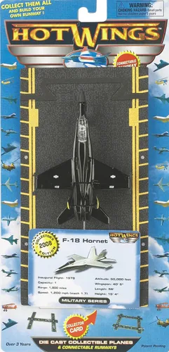 Vista 3 de Hot Wings F-18 Jet (negro y amarillo) con pista conectable