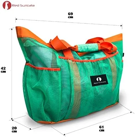 Vista 5 de Red Suricata Bolsa de playa de malla con cremallera - Bolsa de playa extra grande - Bolsa de piscina with Zipper, Extra Large