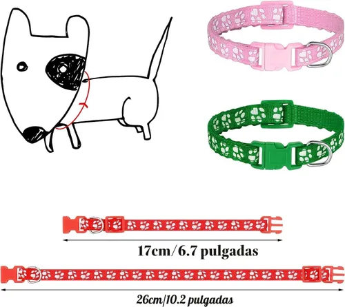 Vista 2 de Paquete de 12 Collares para Cachorros de Camada, Collares de Identificación Ajustables para Cachorros, Collares de Nailon Suave de Parto