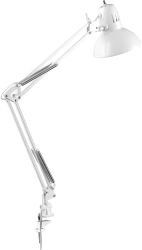 Vista 12 de Globe Electric 62000010 Lámpara de escritorio de 32" con múltiples articulaciones con abrazadera metálica, latón mate, acentos blancos, interruptor