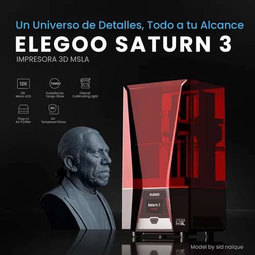 Vista 2 de ELEGOO Saturn 3 MSLA 12K Impresora 3D, Impresora 3D de Resina de Escritorio con LCD Monocromático de 10 Pulgadas, Voxeldance Tango Slicer
