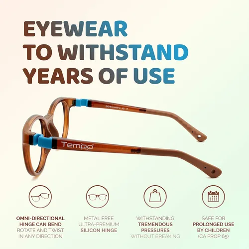 Vista 5 de Tempo Gafas irrompibles para niños - Gafas de moda flexibles para niños - 3011