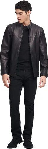 Vista 3 de DKNY Chaqueta moderna de cuero de cordero para hombre