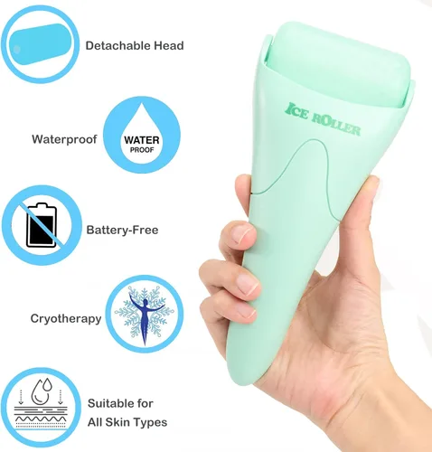 Vista 4 de Wonderwin Rodillo de hielo para masaje facial y corporal, rodillo facial para el cuidado de la piel para reducir arrugas e hinchazón, alivio