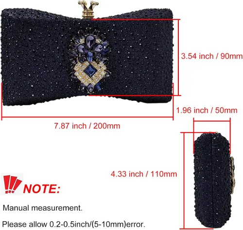 Vista 5 de HUANG ZHUANG Bolso de noche con diamantes de imitación y purpurina para mujer, bolso de noche para fiesta, boda, lindo bolso
