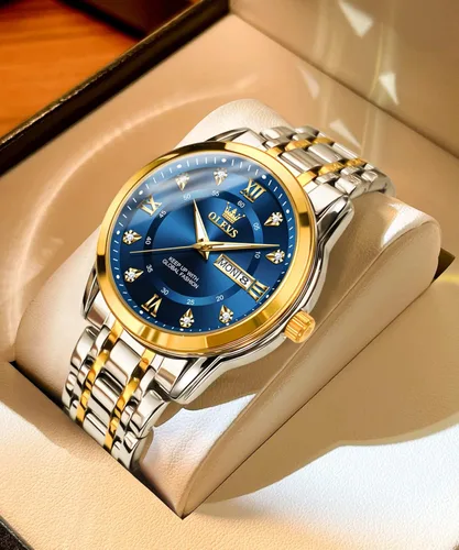 Vista 3 de OLEVS Luxury Gold (Silver) Watches for Men,Men's Stainless Steel Watch with Date,Men's Wrist Watches Waterproof,Classic Dress Watch for Men