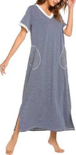 Vista 3 de Ekouaer - Camisón largo y de manga corta para mujer