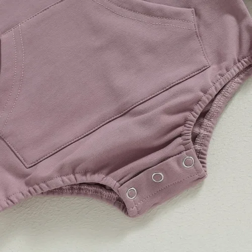 Vista 5 de Mameluco de manga larga con bloques de color para bebé, niño, niña, con bolsillo, cuello redondo, sudadera básica para otoño e invierno