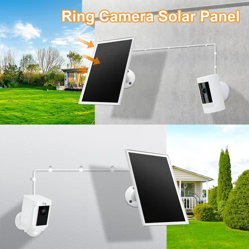 Vista 2 de Cargador de panel solar para cámara Ring, compatible con batería de cámara Ring Stick Up, batería de Ring Spotlight Plus/Pro, resistente al agua