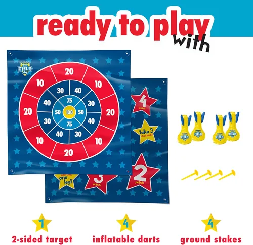 Vista 2 de Franklin Sports Toss N Flip Darts - Juego para interiores y exteriores para niños, juego de lanzamiento de patio con dardos inflables rojos + azules