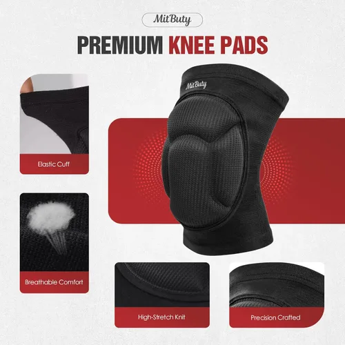 Vista 3 de Rodilleras protectoras para hombres, mujeres y niños – 1 par de almohadillas acolchadas de espuma gruesa para voleibol, danza, jardinería, lucha