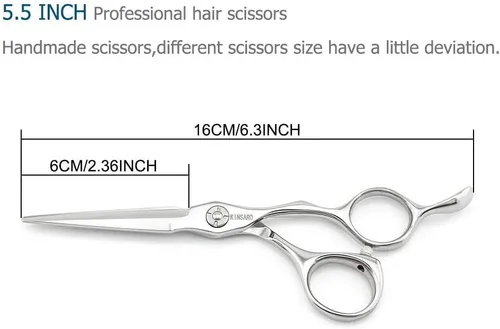Vista 6 de Tijeras de corte de cabello de 5.5 pulgadas y tijeras de adelgazamiento de cabello de 5.75 pulgadas Tijeras de peluquería de peluquería 440C Kinsaro
