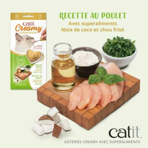 Vista 6 de Catit Creamy Superfood Lickable Cat Treat - Golosina hidratante y saludable para gatos de todas las edades, surtido, paquete de 8