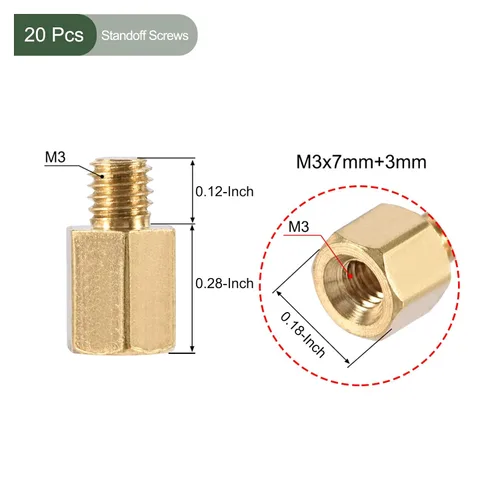 Vista 2 de YOKIVE 20 tornillos de separación M3, separadores hexagonales de latón para PCB, mantienen la altura consistente, ideal para placa base