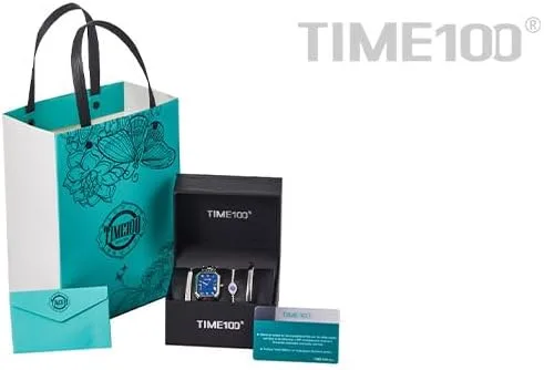 Vista 6 de TIME100 Reloj de pulsera rectangular para mujer, reloj de pulsera con detalles de cristal premium W50889L