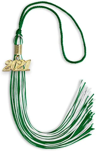Vista 336 de Endea Graduation - Borla de doble color mixto con fecha dorada (negro/dorado antiguo, 2021)