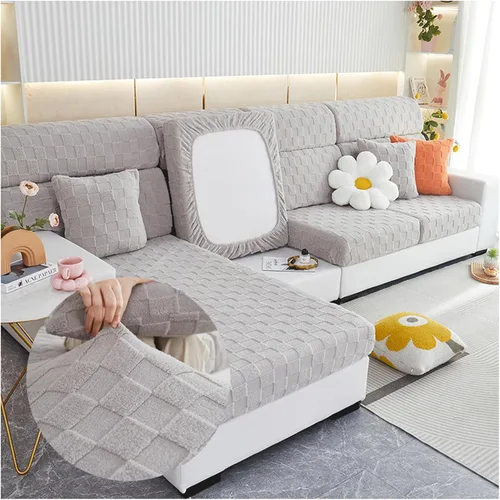 Vista 12 de Funda de cojín elástica para asiento de sofá con parte inferior elástica, de elastano, jacquard, antideslizante, protector de muebles